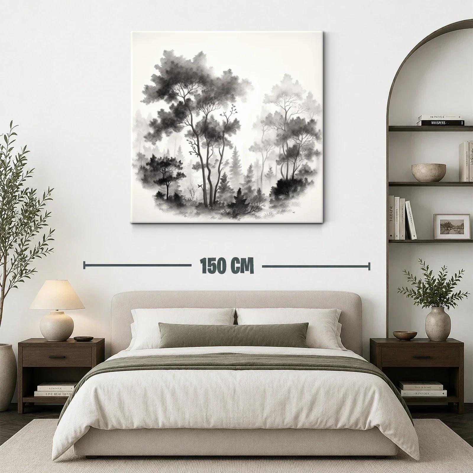 Bosque nebuloso en tonos grises para un ambiente sereno — miniatura 3