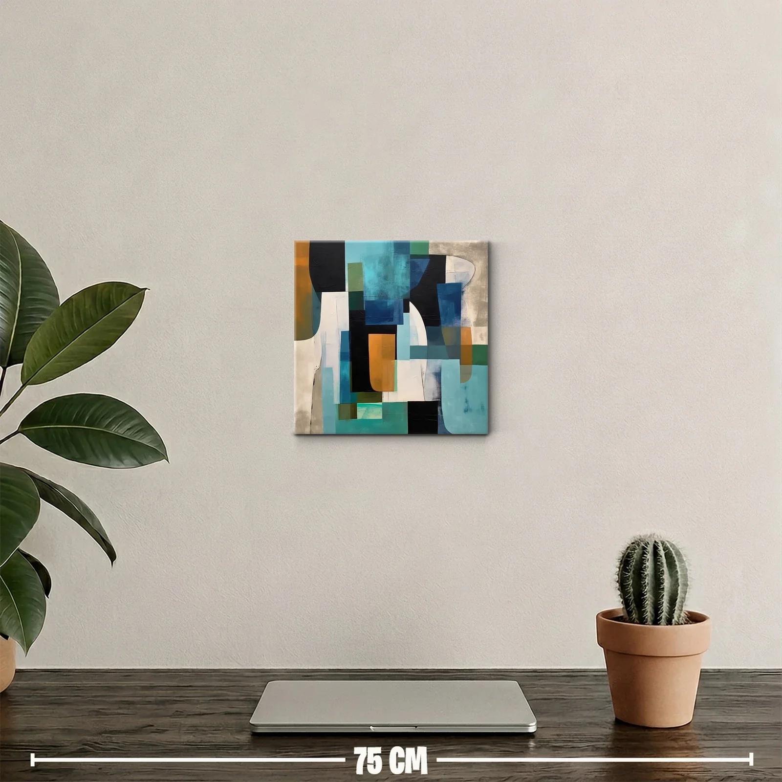 Composición abstracta con tonos azules y ocres vibrantes — miniatura 2
