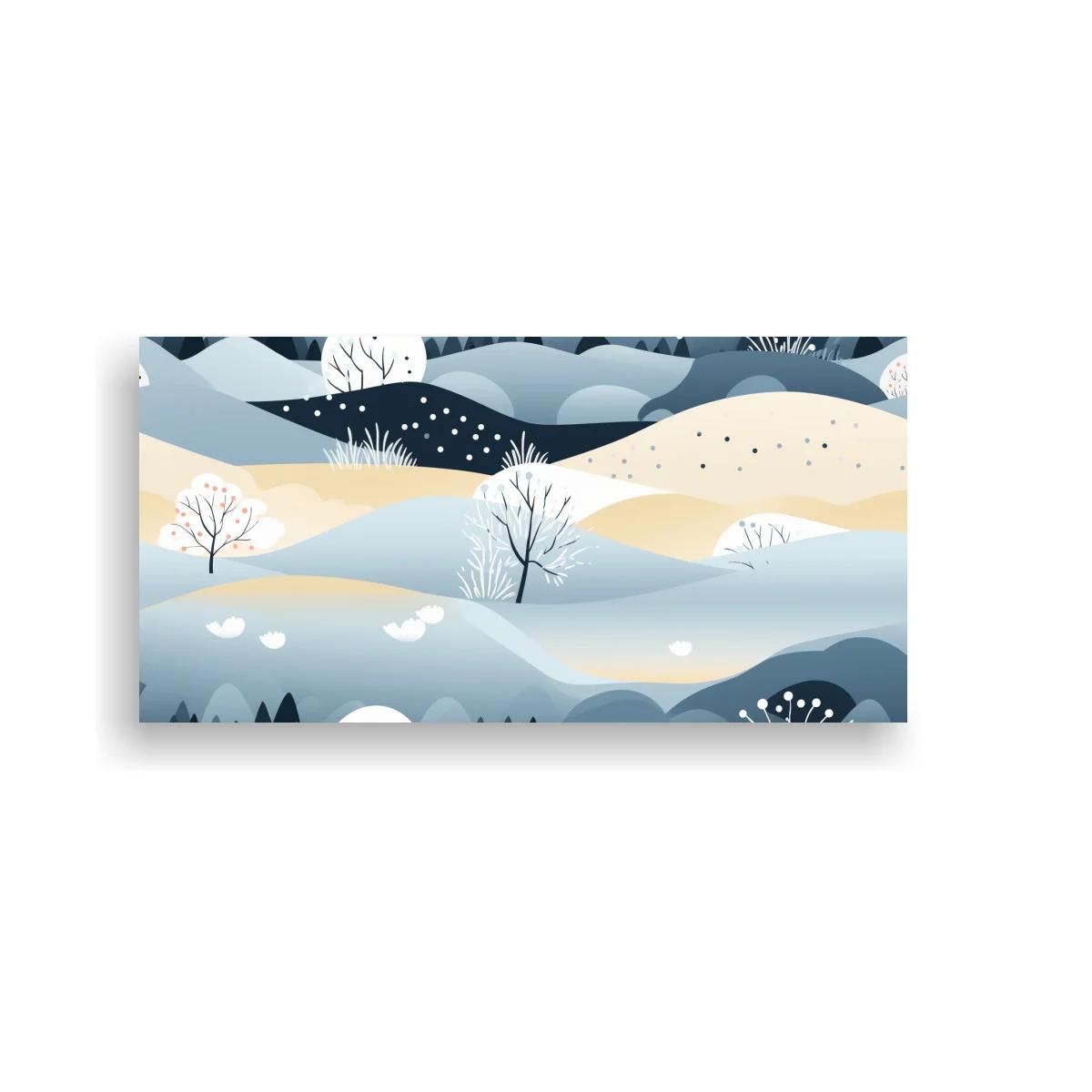 Cuadro paisaje invernal en capas con árboles dispersos