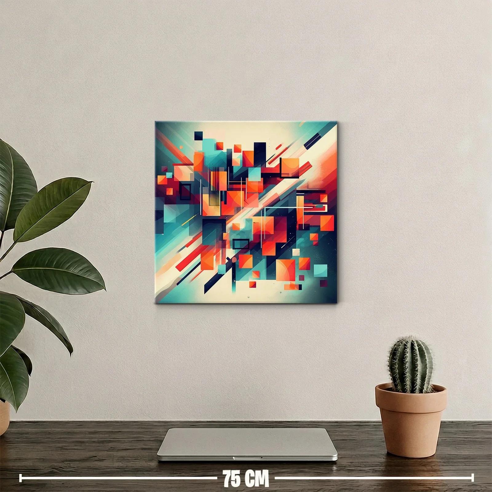 Composición abstracta vibrante con tonos cálidos y fríos — miniatura 2