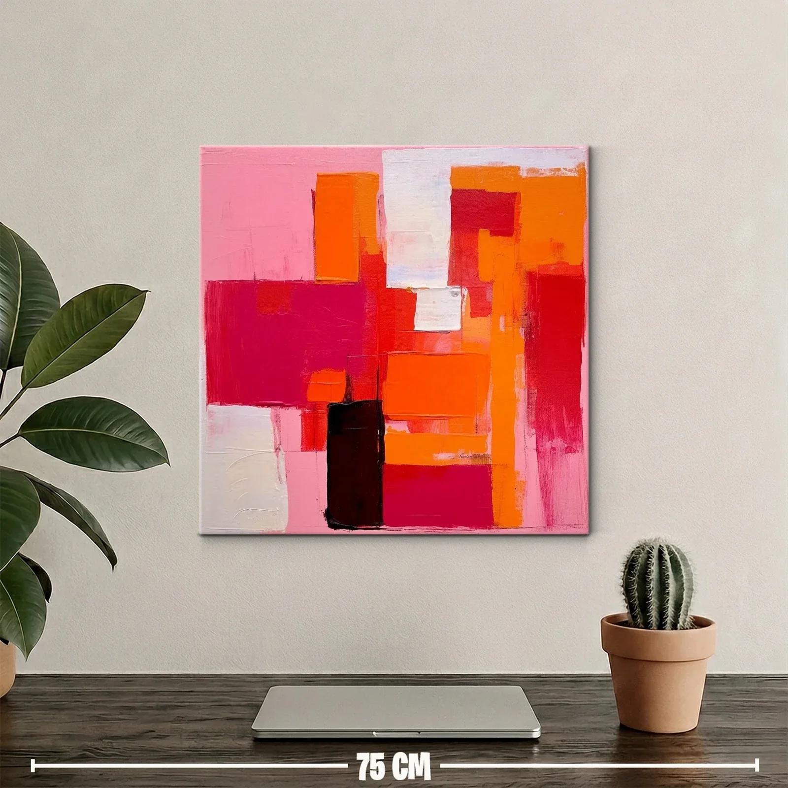 Cuadro abstracto en tonos cálidos vibrantes y formas geométricas — miniatura 2