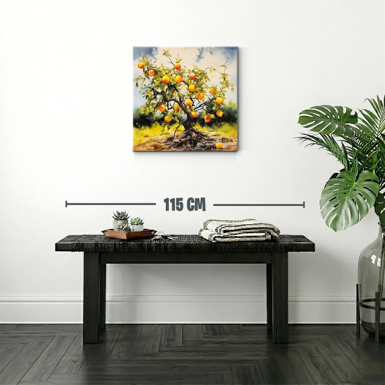 Árbol frutal con melocotones en vibrante paisaje natural — miniatura 2
