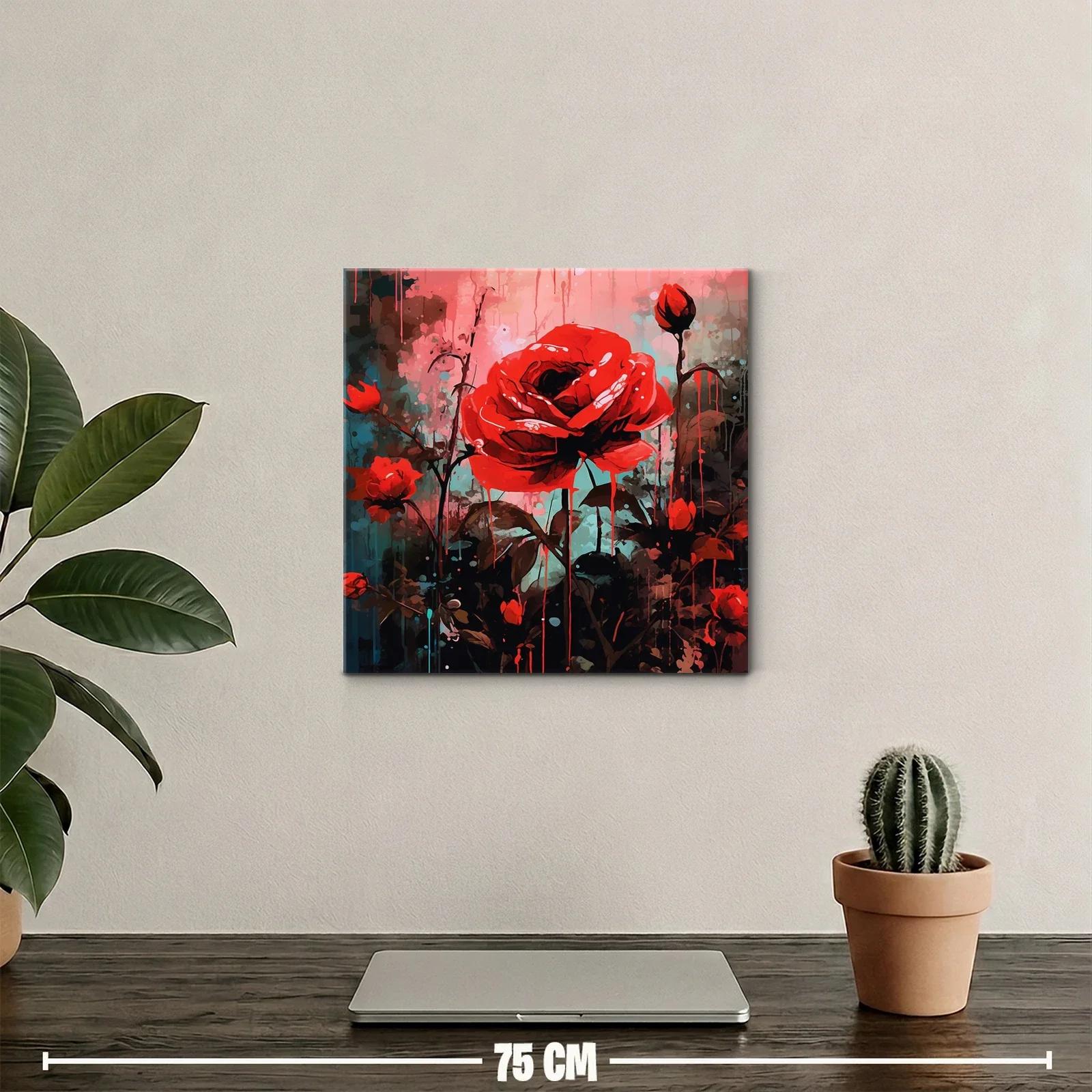 Vibrante composición de rosas rojas con fondo abstracto — miniatura 2