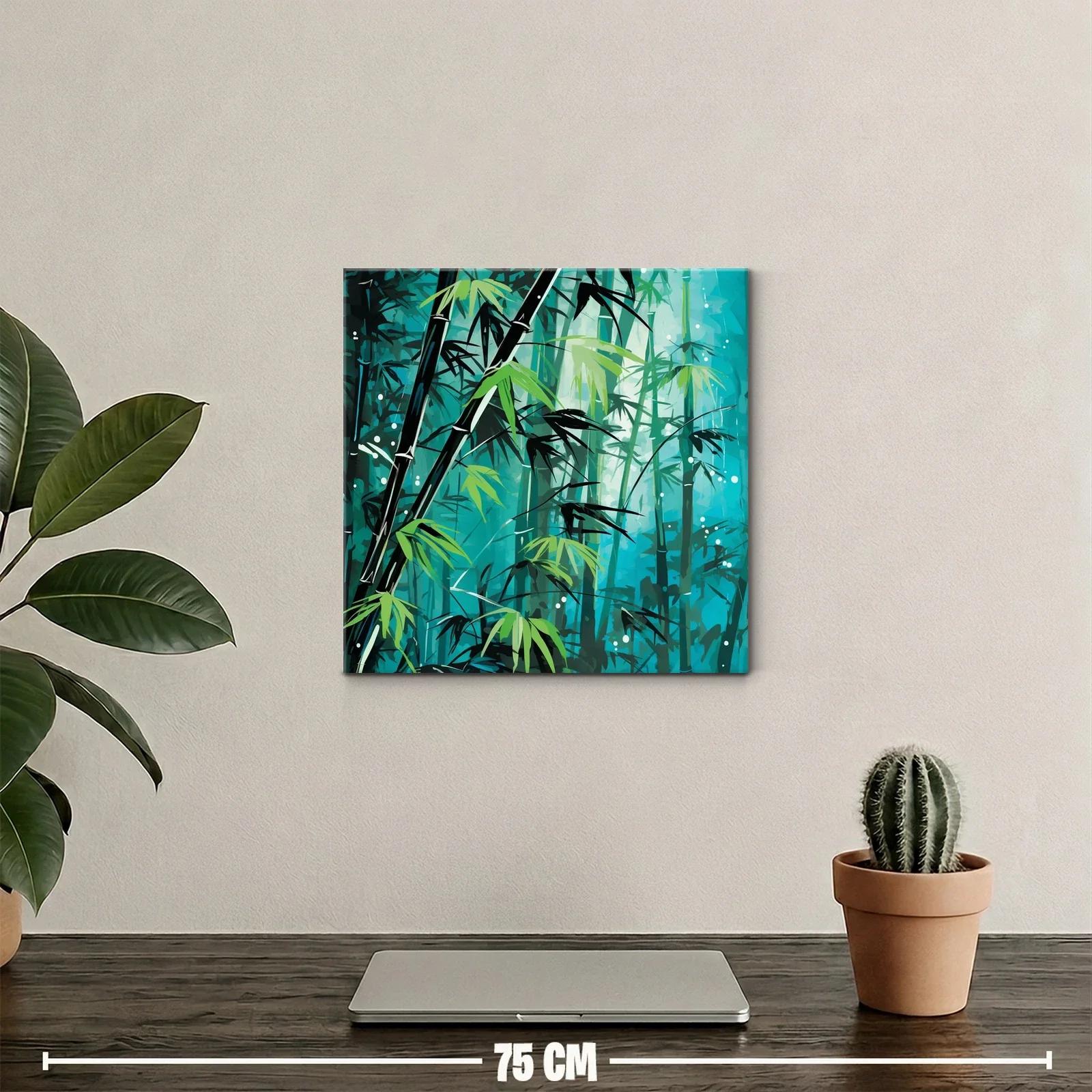 Bosque de bambú en tonos verdes y azules intensos — miniatura 2