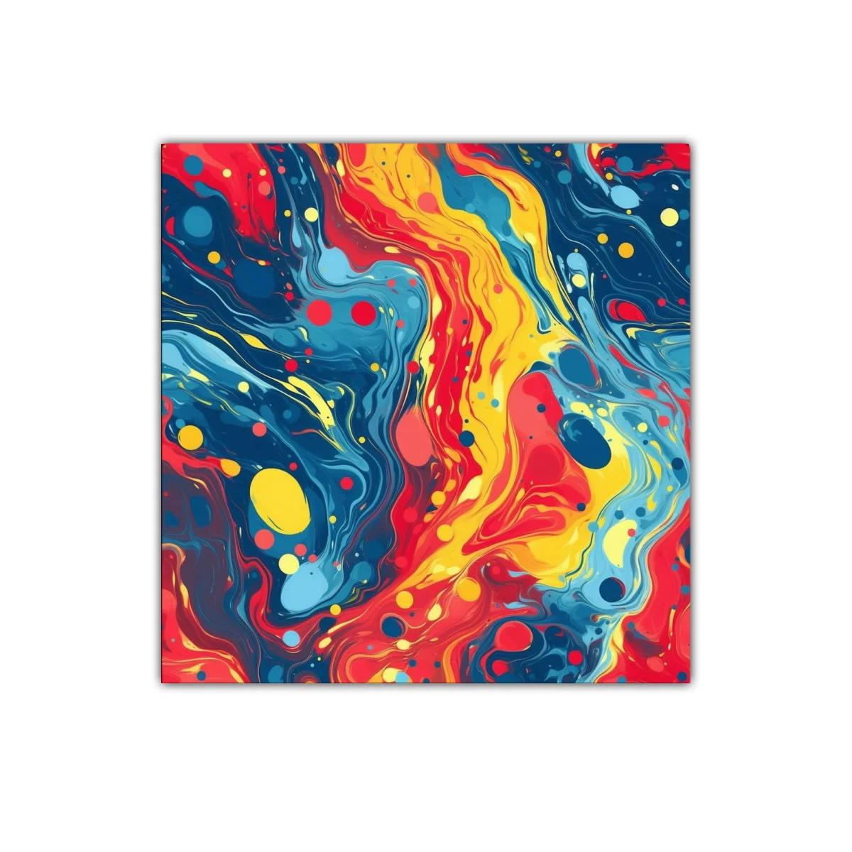 Cuadro abstracto con vibrantes formas y colores intensos