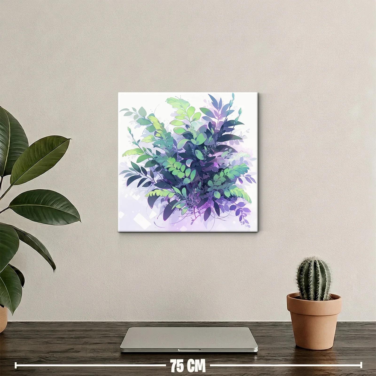 Composición botánica en tonos verdes y lilas vibrantes — miniatura 2
