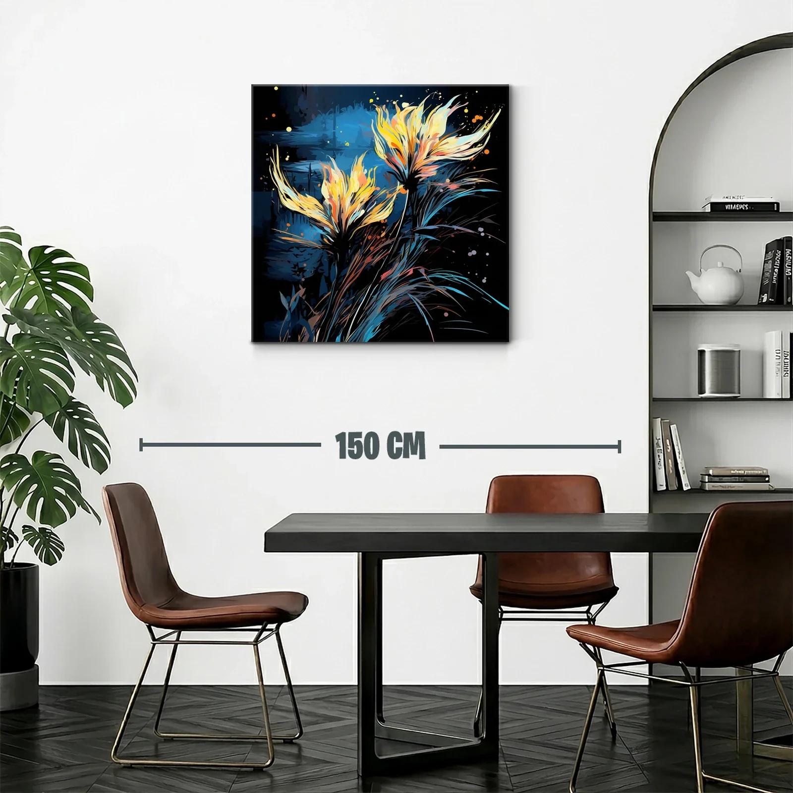Flores luminosas en contraste azul y negro — miniatura 2
