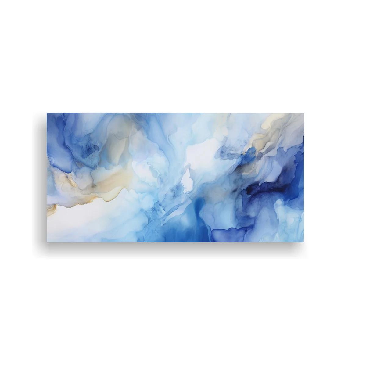 Cuadro manchas abstractas azules con velos blancos