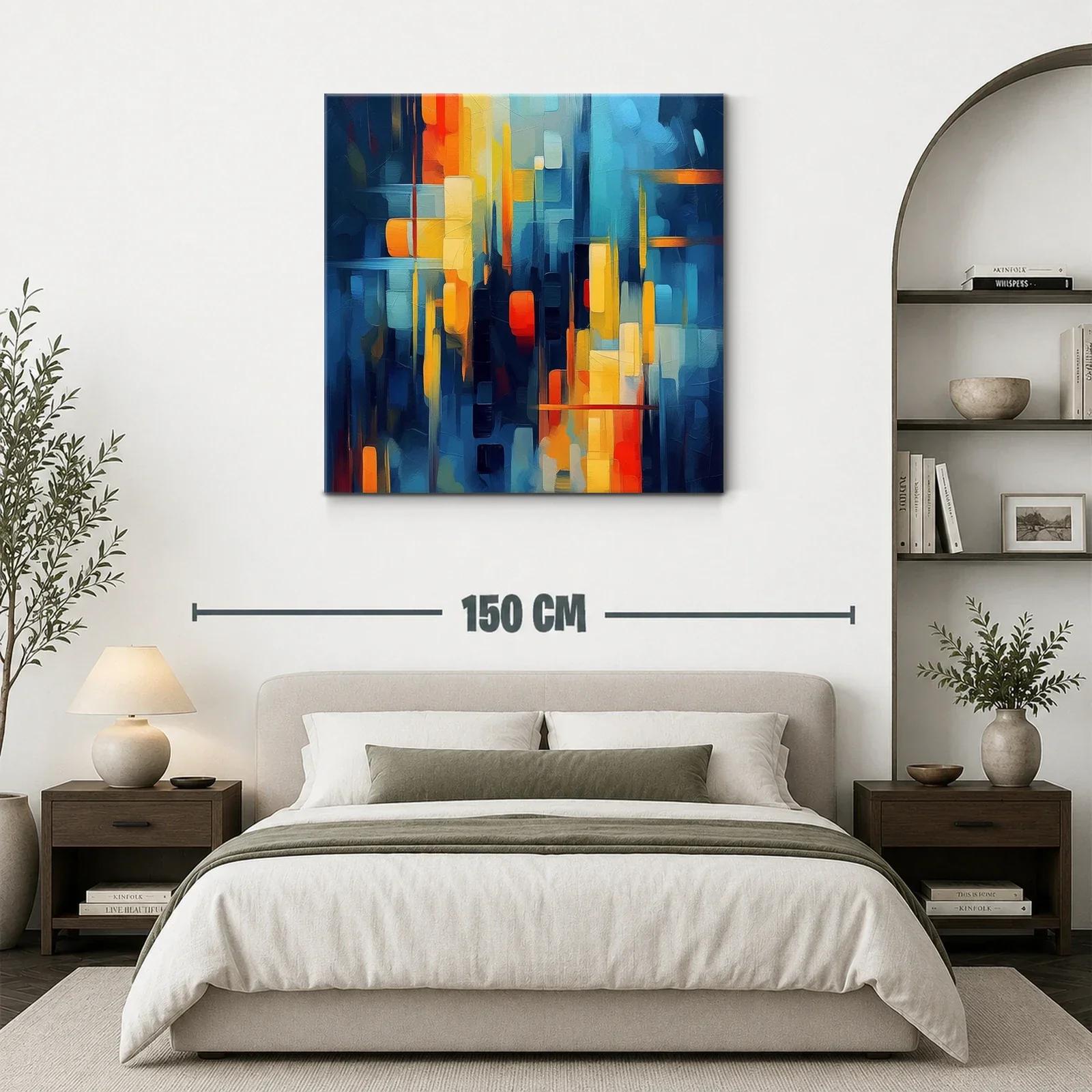 Composición abstracta vibrante con tonos cálidos y fríos — miniatura 3