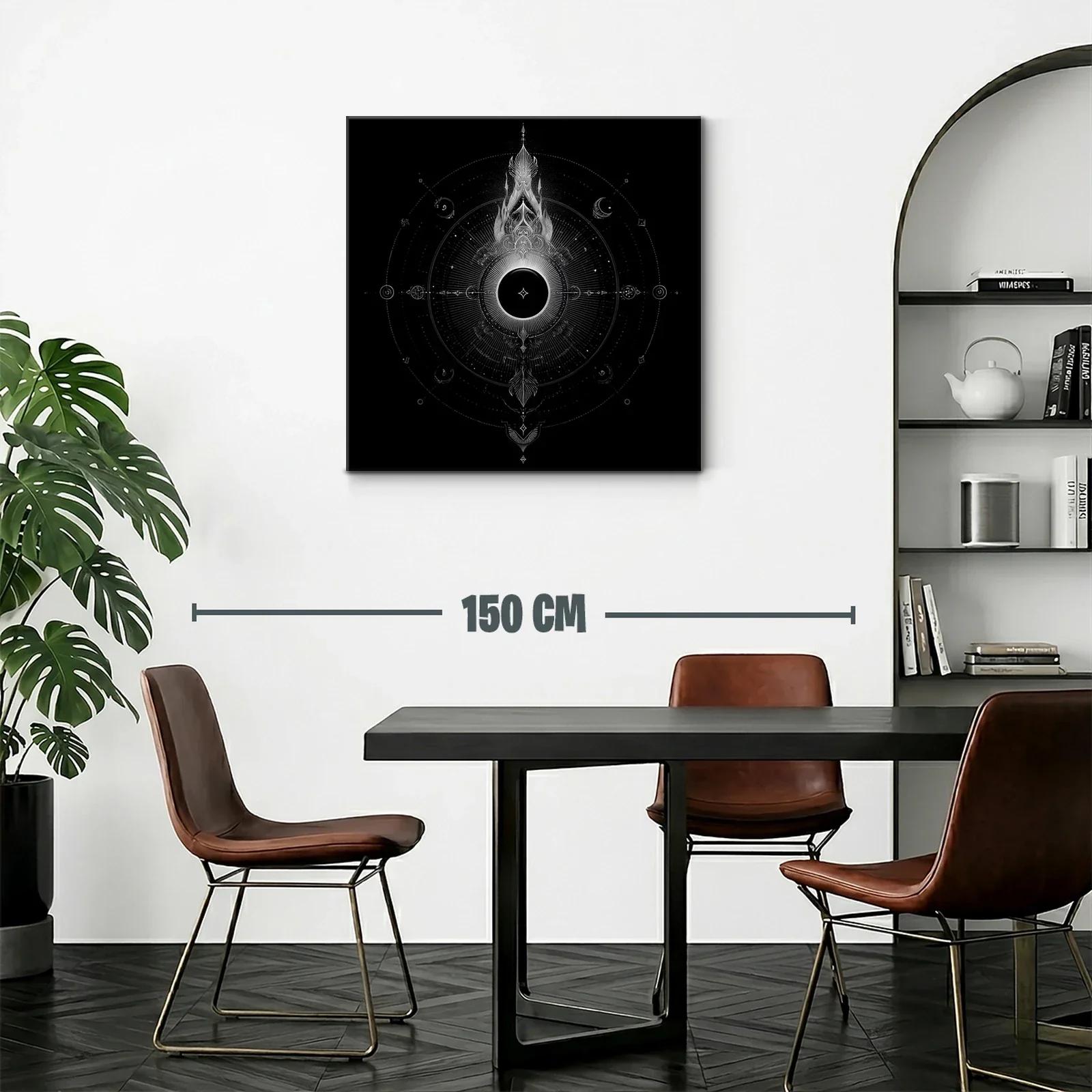 Mandala cósmico en blanco y negro de estilo místico — miniatura 2