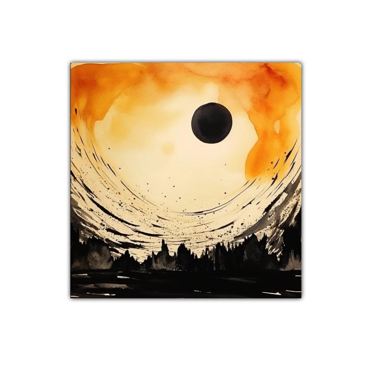 Atardecer abstracto con siluetas y cielo dramático