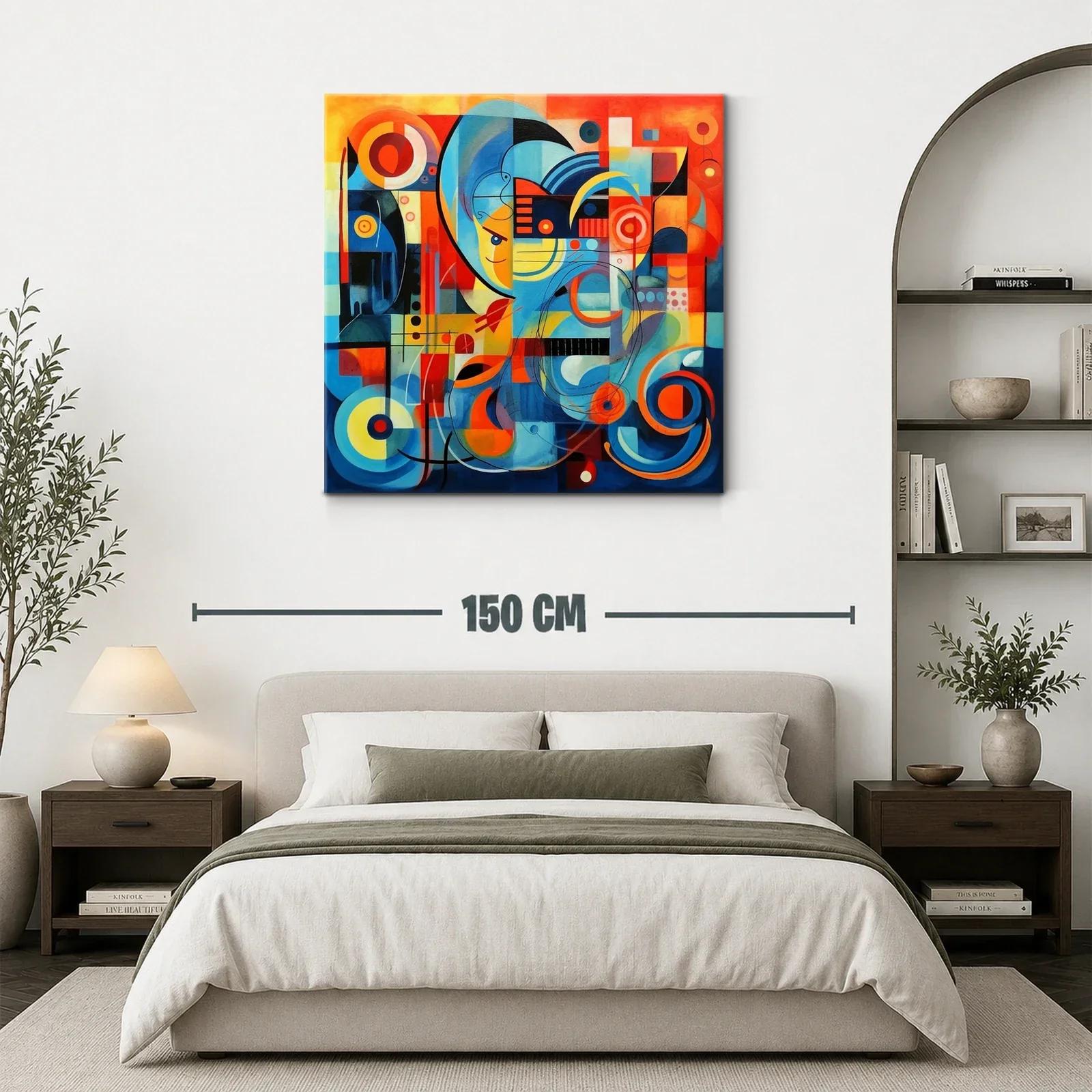 Composición abstracta vibrante con tonos cálidos y fríos — miniatura 3
