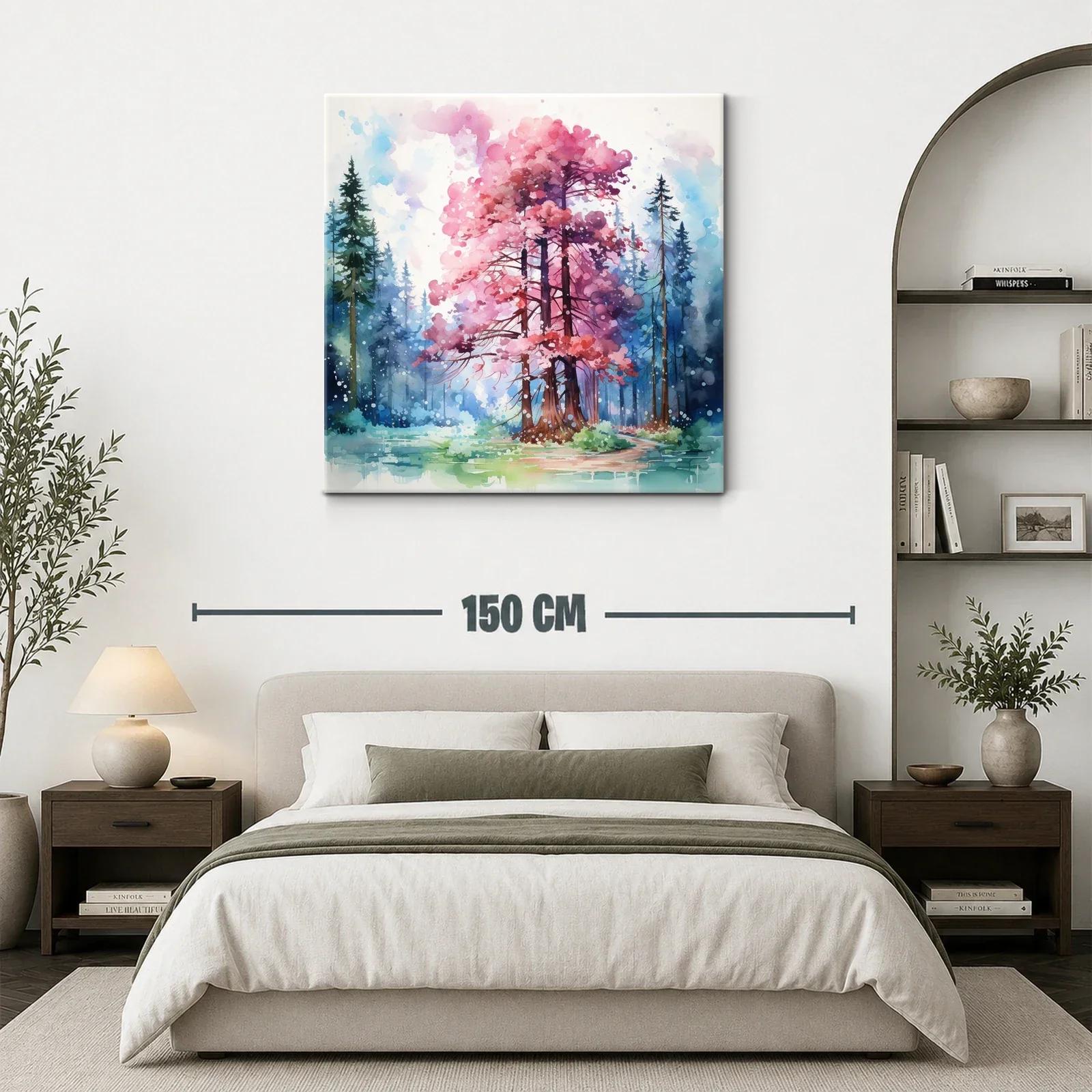 Bosque encantado con árboles en tonos rosas y azules — miniatura 3
