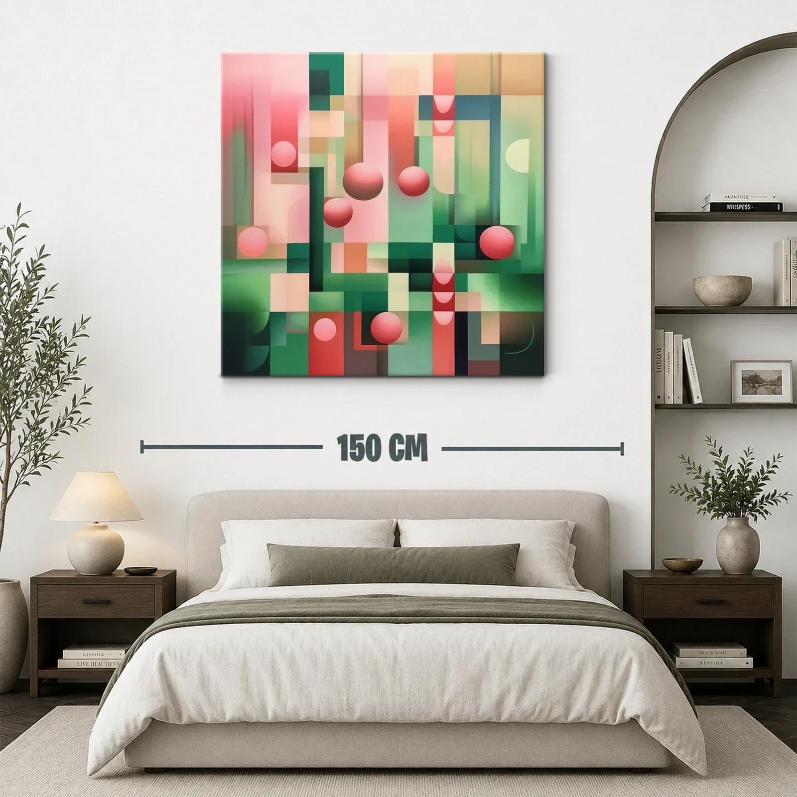 Cuadro Geométrico con Esferas en Tonos Rosa y Verde — miniatura 3