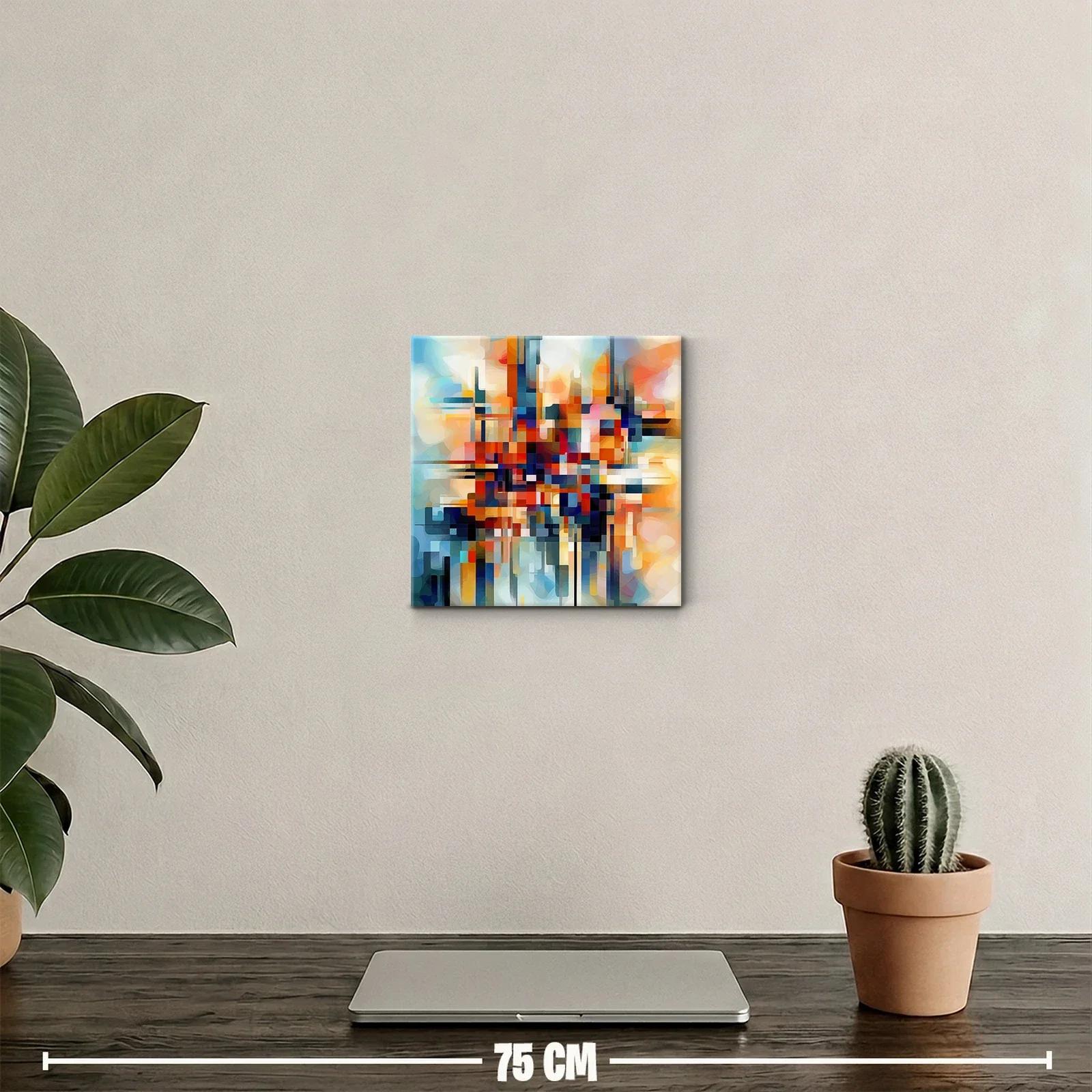 Cuadro abstracto geométrico en tonos vibrantes y cálidos — miniatura 2