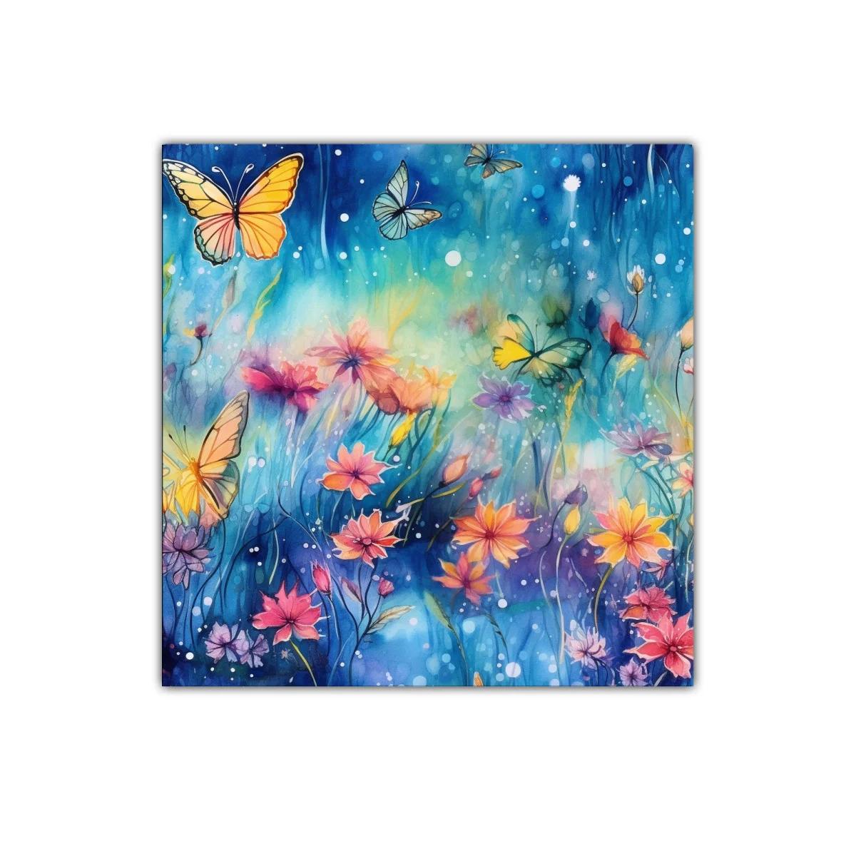 Cuadro con mariposas y flores de colores vibrantes — imagen principal