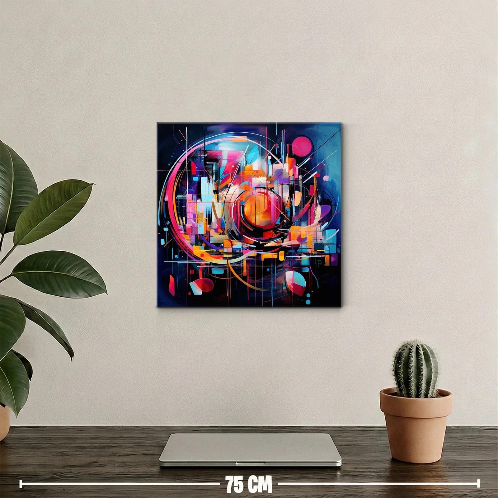 Cuadro abstracto con formas geométricas vibrantes y dinámicas — miniatura 2
