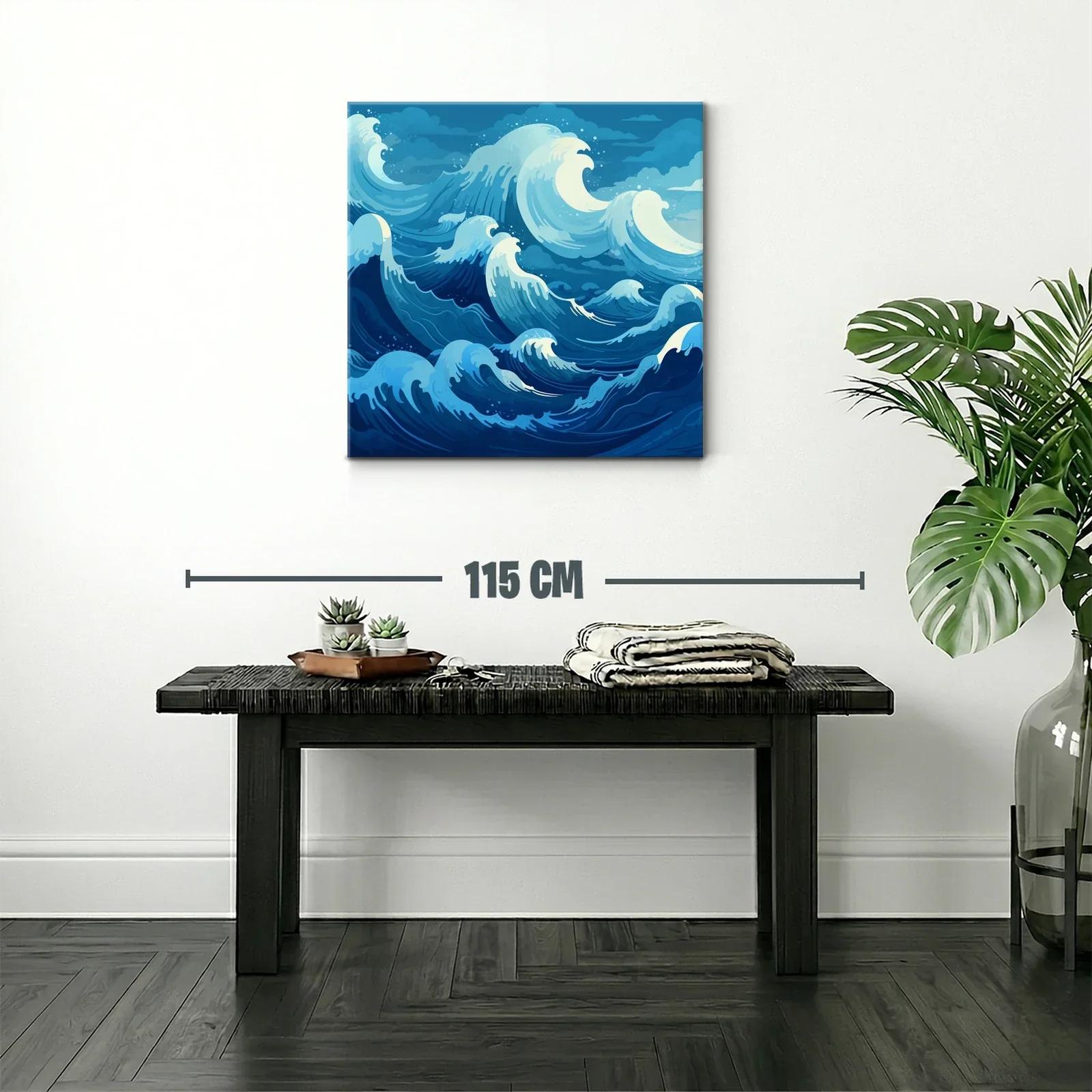 Dinámico cuadro de olas marinas en tonos azules vibrantes — miniatura 2