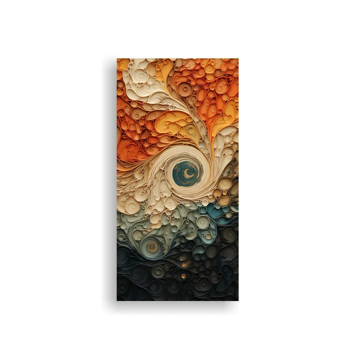 Cuadro remolino abstracto en crema naranja y marrón
