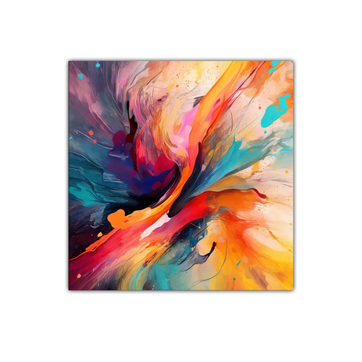 Cuadro abstracto explosión de colores vibrantes y energía