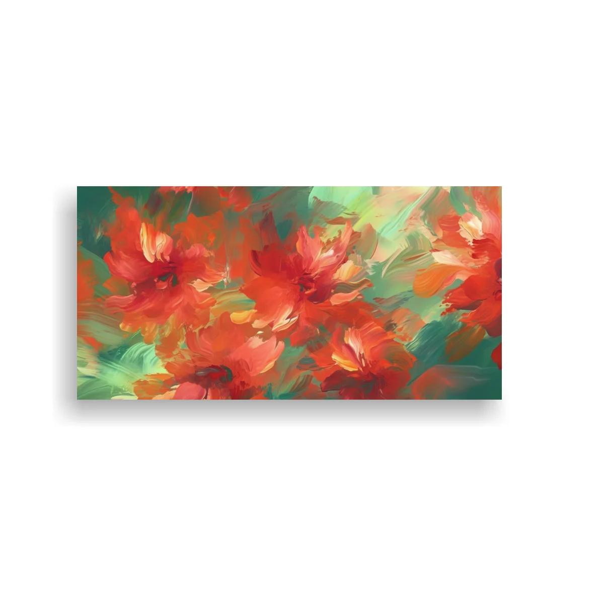 Cuadro de flores rojas con pinceladas fluidas