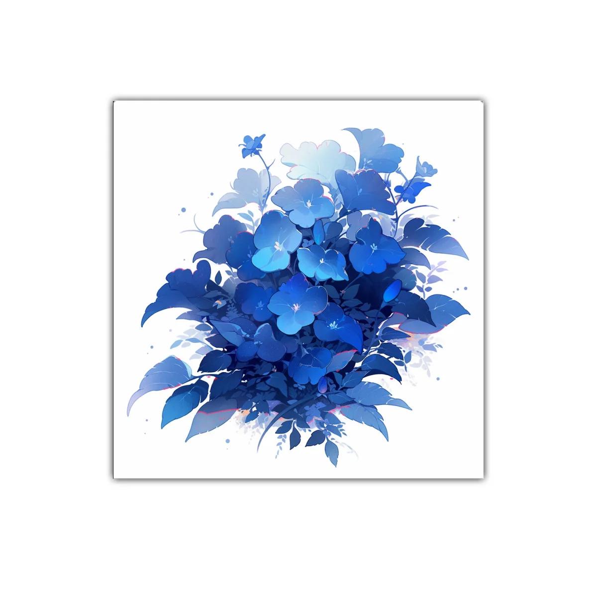 Ramo de flores azules en tonos vibrantes y delicados