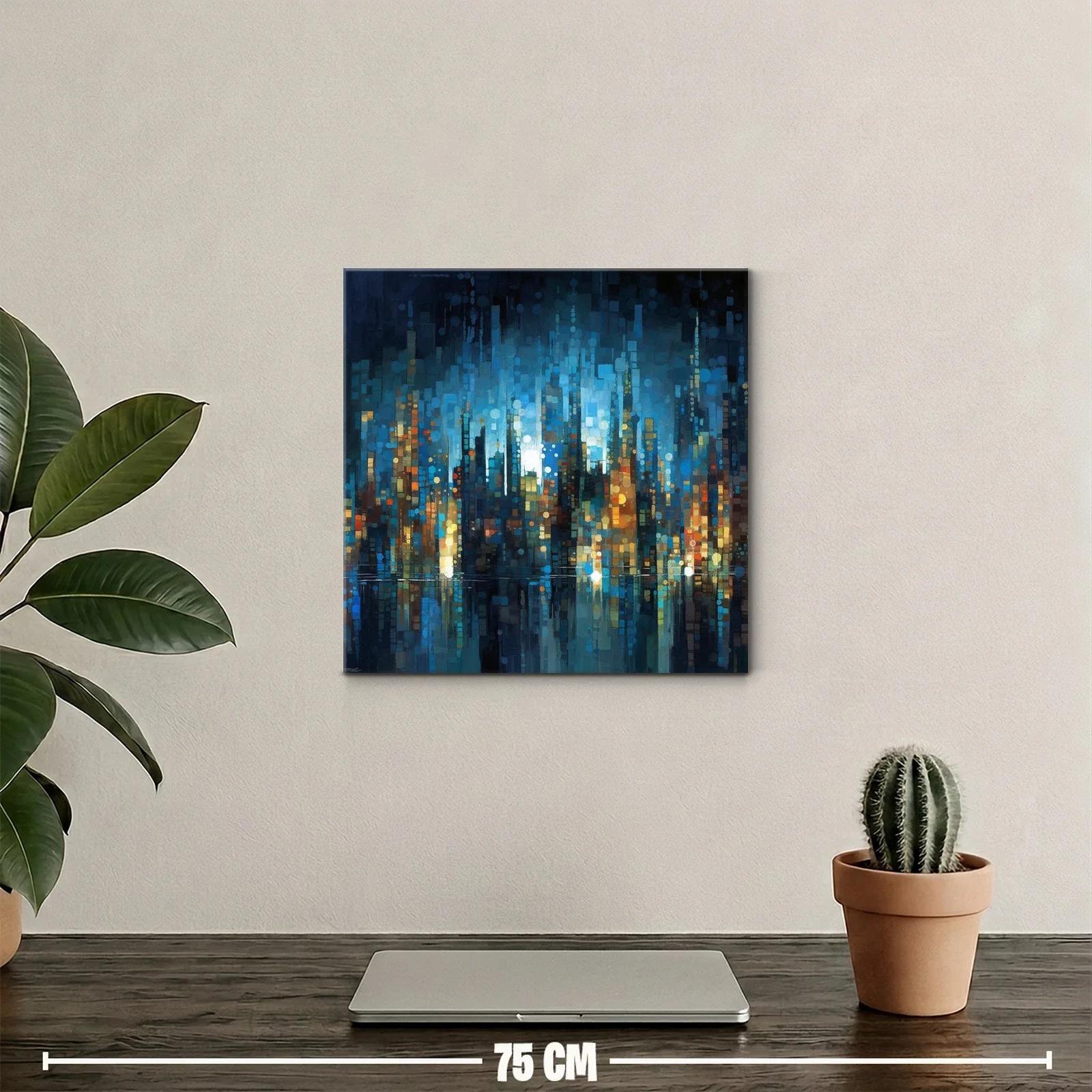 Cuadro arte moderno ciudad nocturna vibrante — miniatura 2