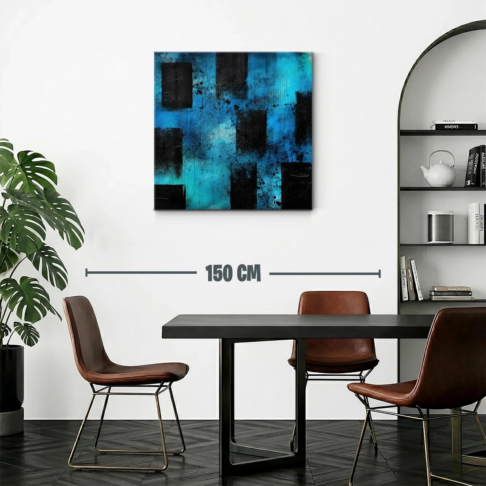 Cuadro abstracto en tonos azules y negros — miniatura 2