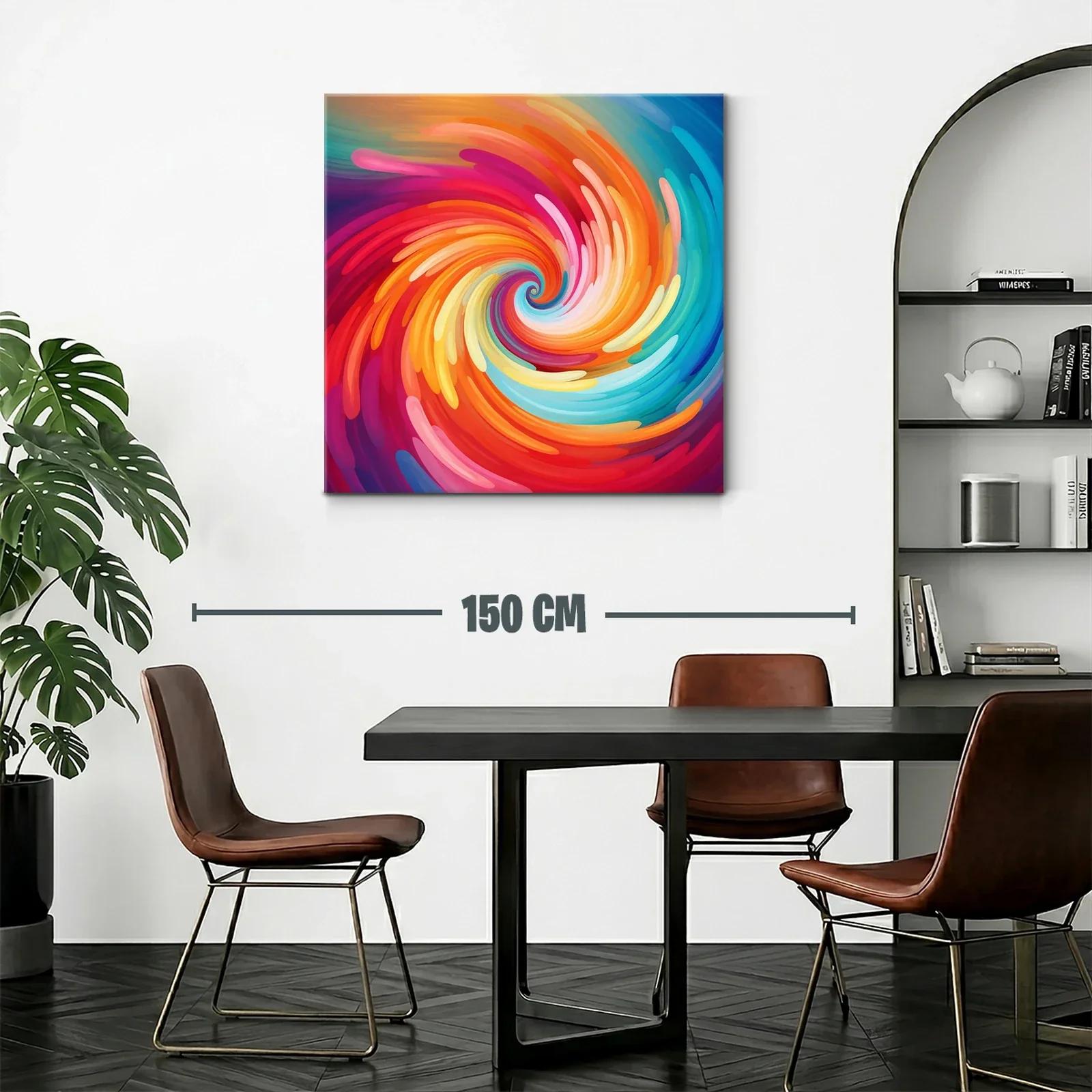 Cuadro abstracto espiral vibrante en tonos cálidos y fríos — miniatura 2