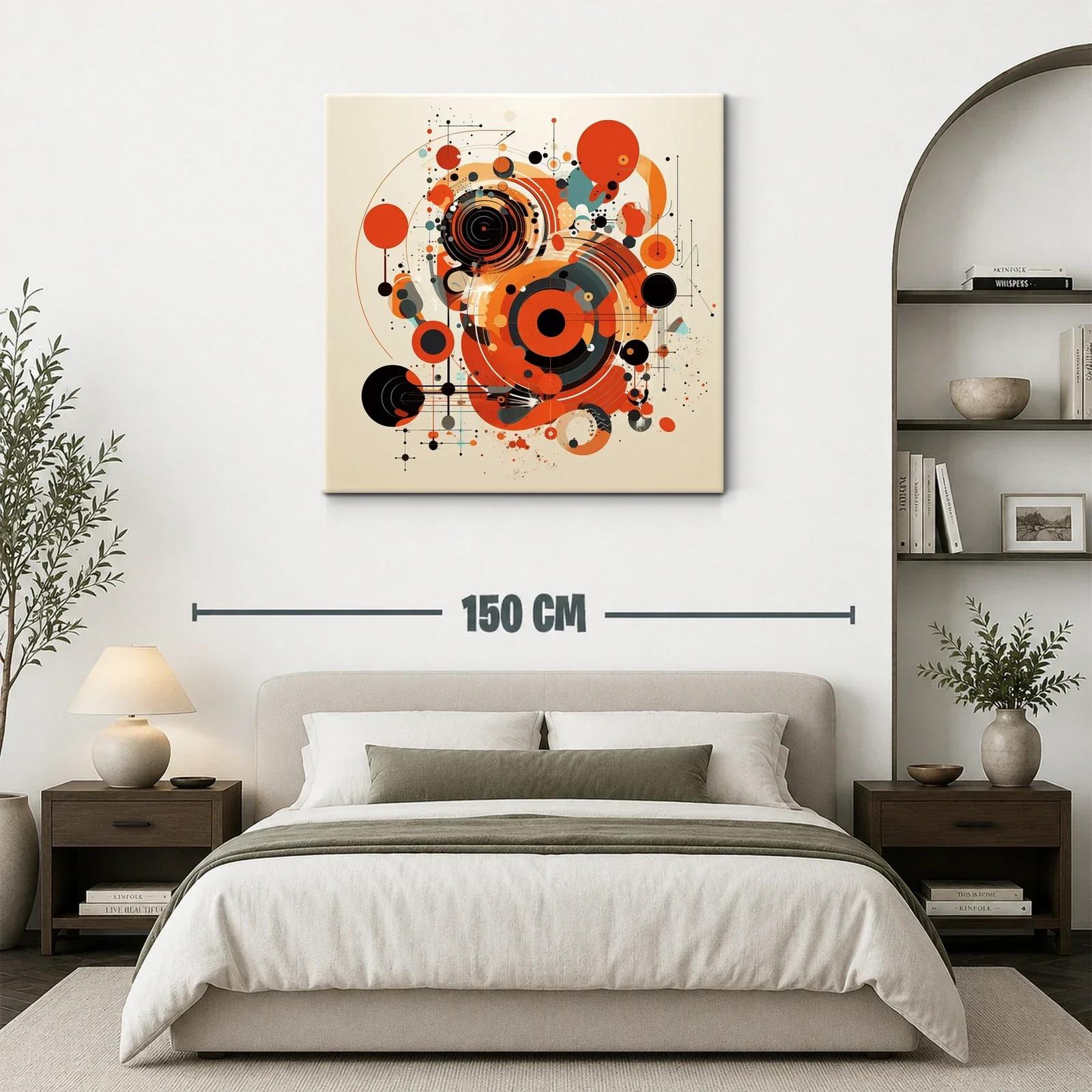 Composición abstracta con círculos en tonos cálidos y negros — miniatura 3