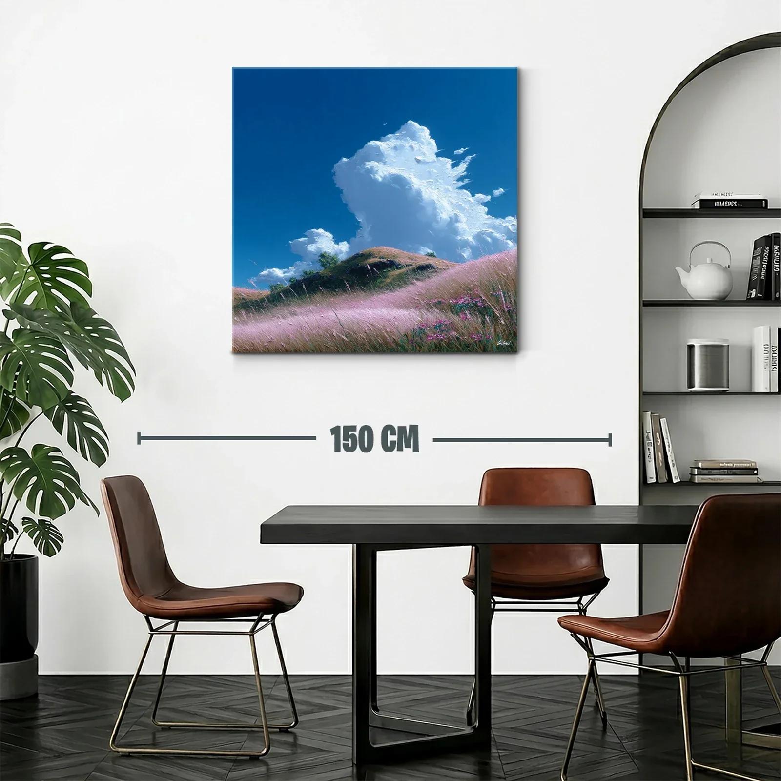 Paisaje sereno con pradera y nubes blancas en cielo azul — miniatura 2