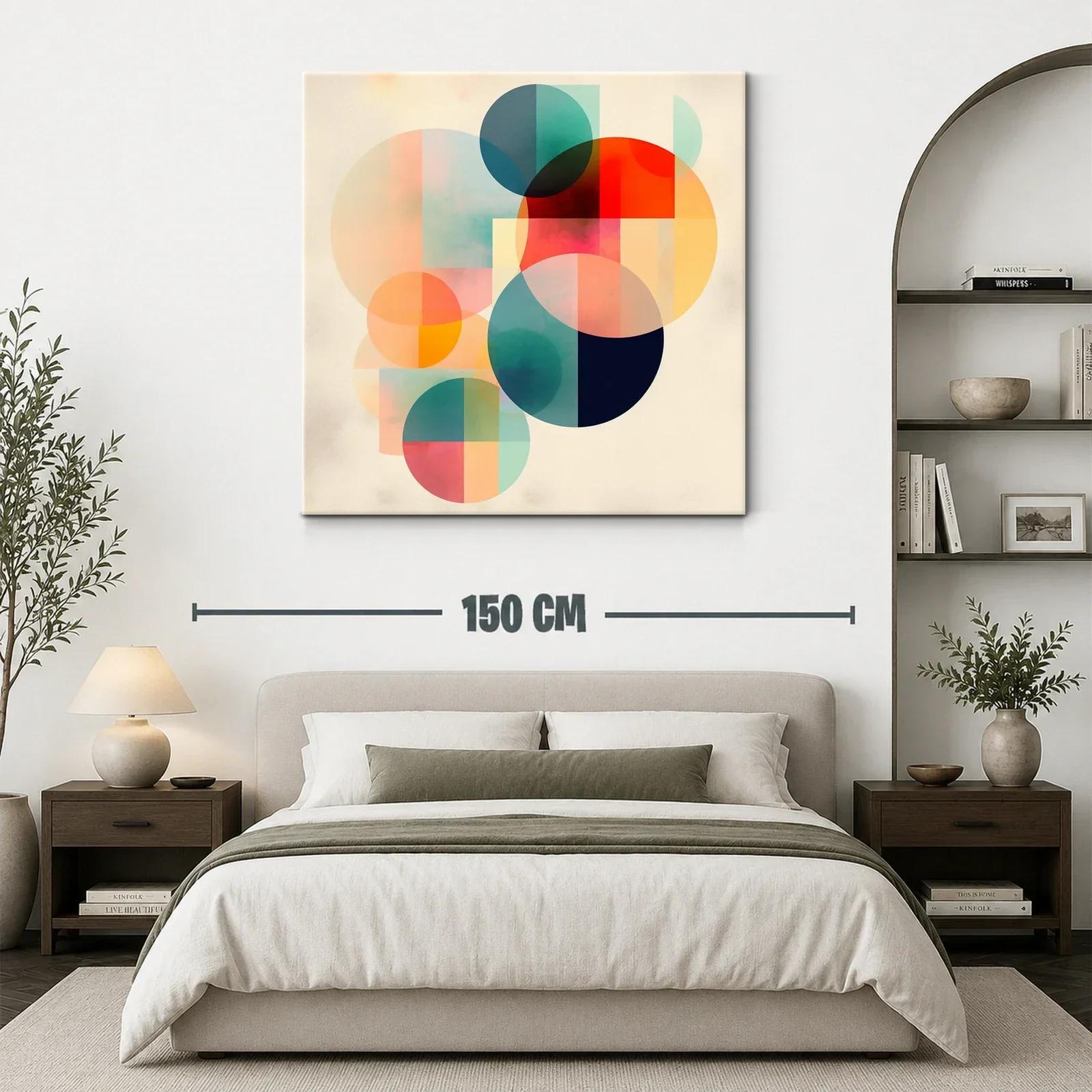 Composición abstracta con círculos en tonos cálidos y fríos — miniatura 3