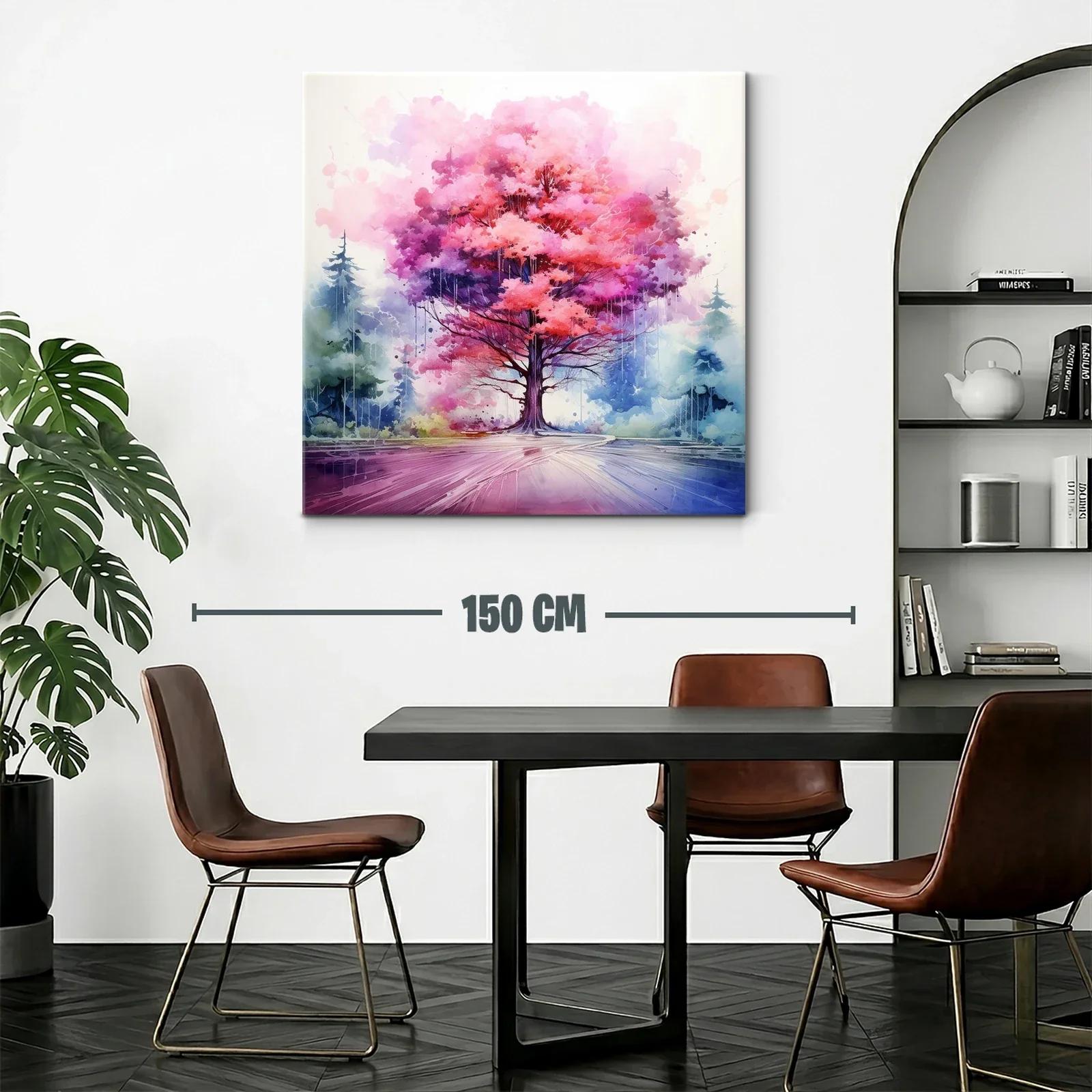 Árbol vibrante en tonos rosas y púrpuras con entorno nebuloso — miniatura 2