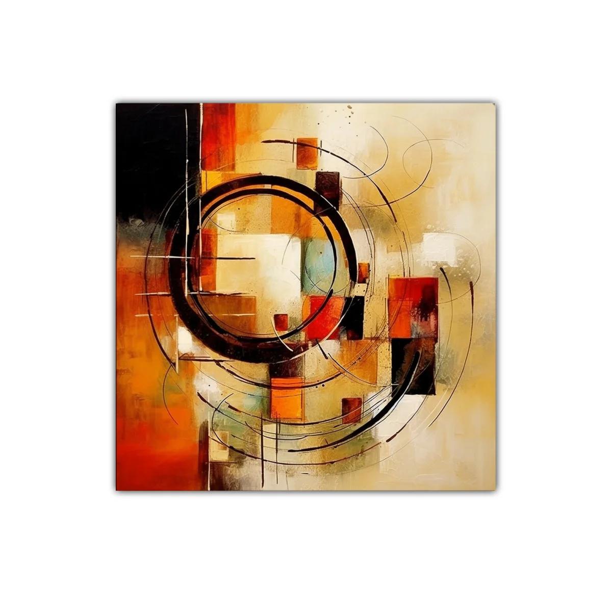 Composición abstracta con líneas circulares y formas geométricas