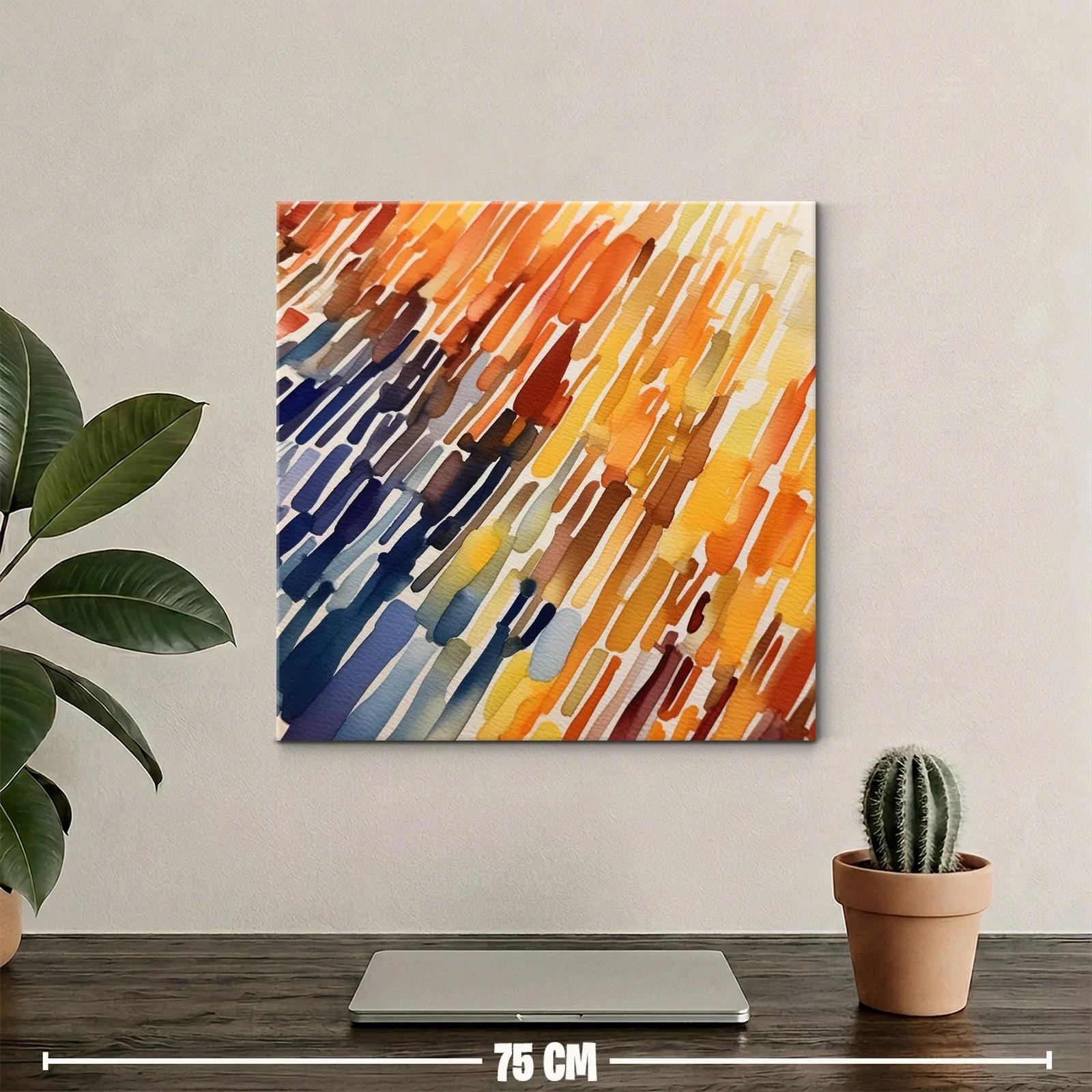 Arte abstracto con tonos cálidos y fríos en trazos verticales — miniatura 2