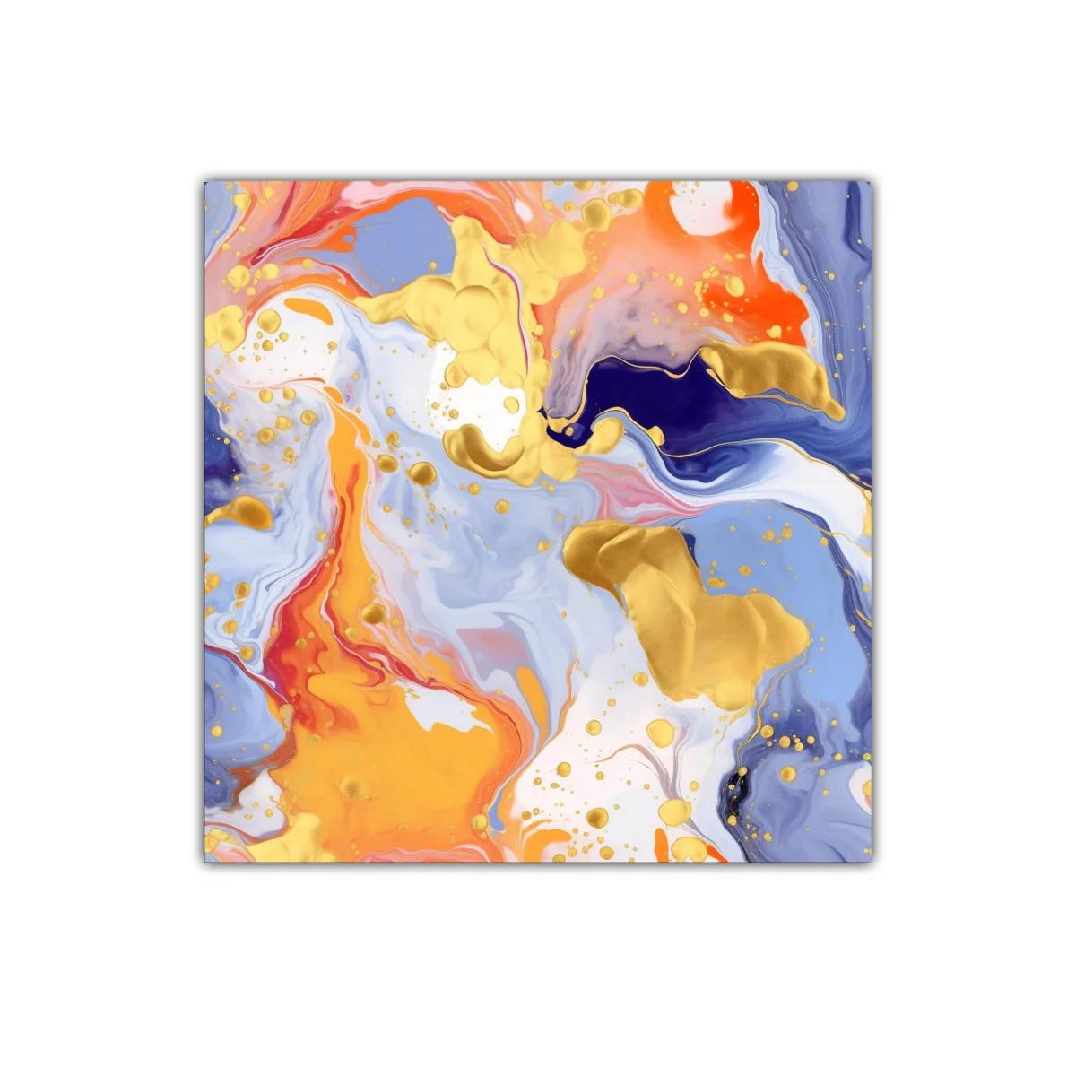 Cuadro abstracto con vibrantes tonos dorados y naranjas — miniatura 1