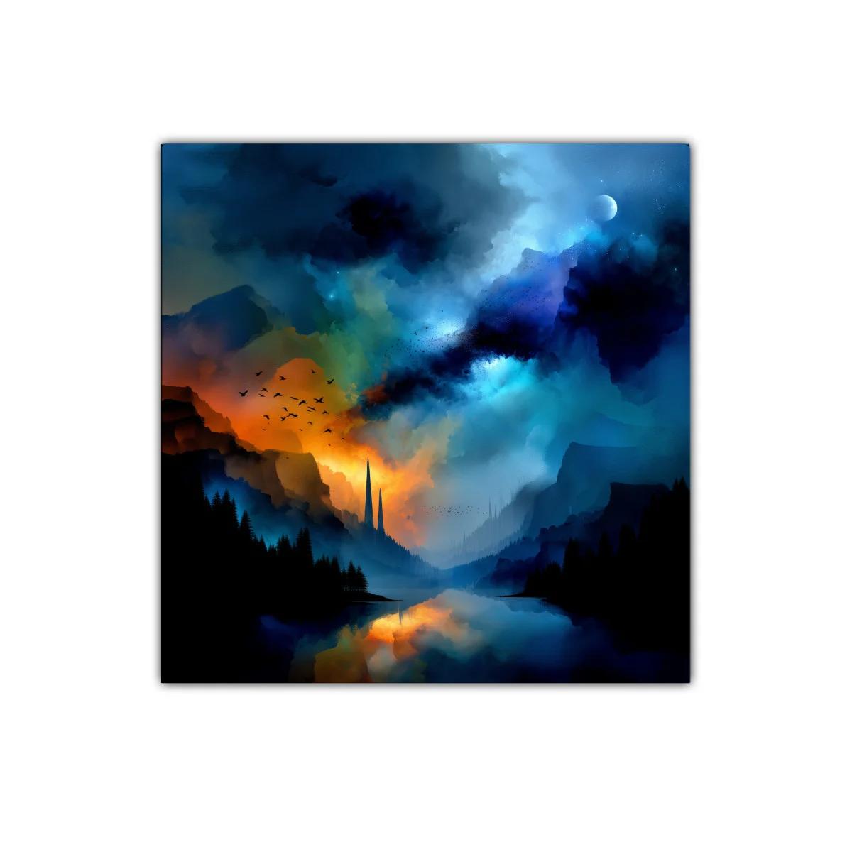 Paisaje surrealista con luces dramáticas y cielo estrellado — miniatura 1