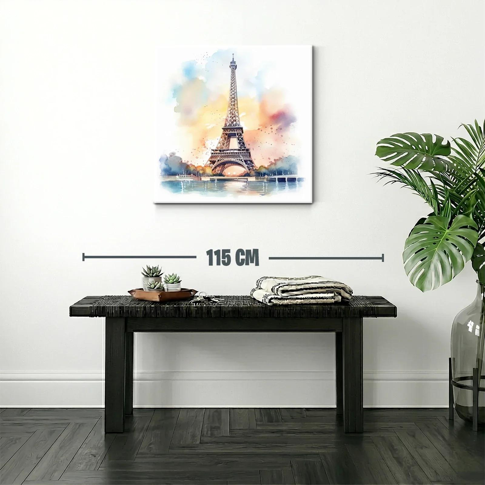 Cuadro Torre Eiffel en Acuarela con Tonos Suaves y Cálidos — miniatura 2
