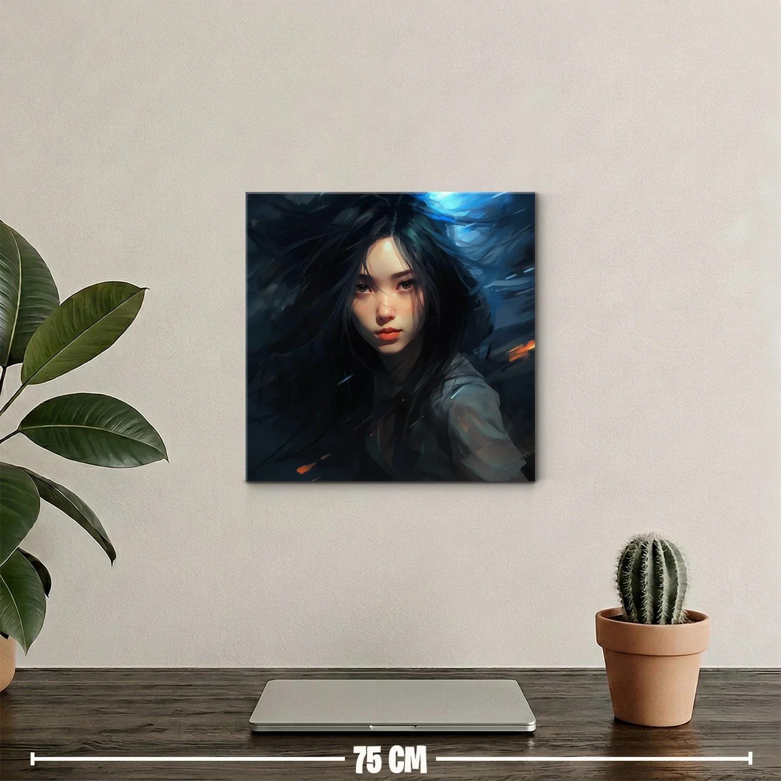 Retrato femenino con mirada intensa y tonos oscuros dramáticos — miniatura 2