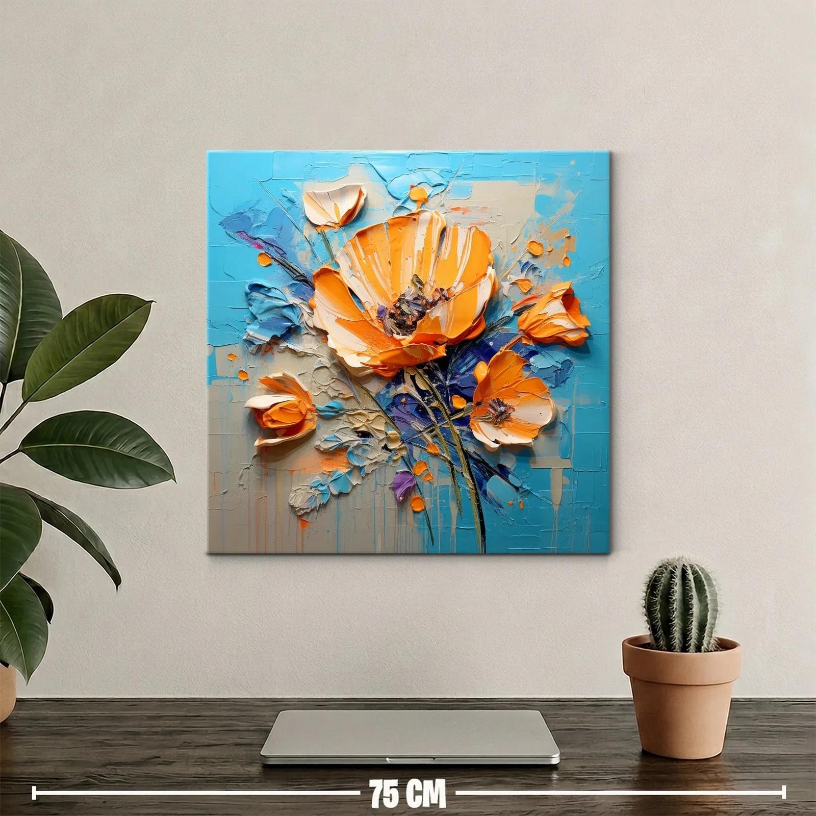 Composición floral vibrante con tonos naranjas y azules — miniatura 2