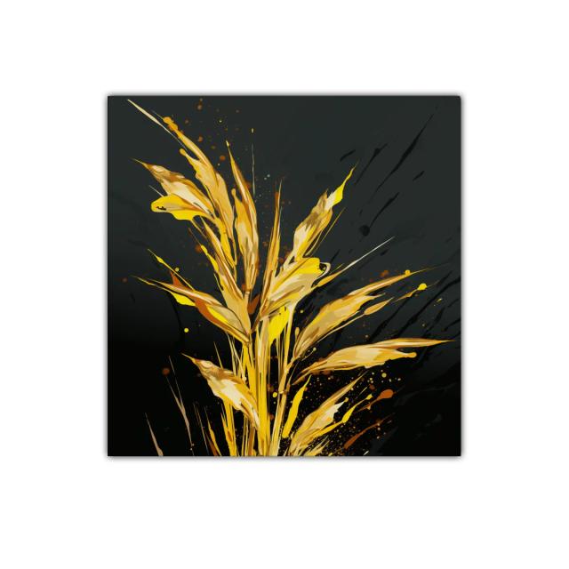 Cuadro con inspiración natural en tonos dorados y negros