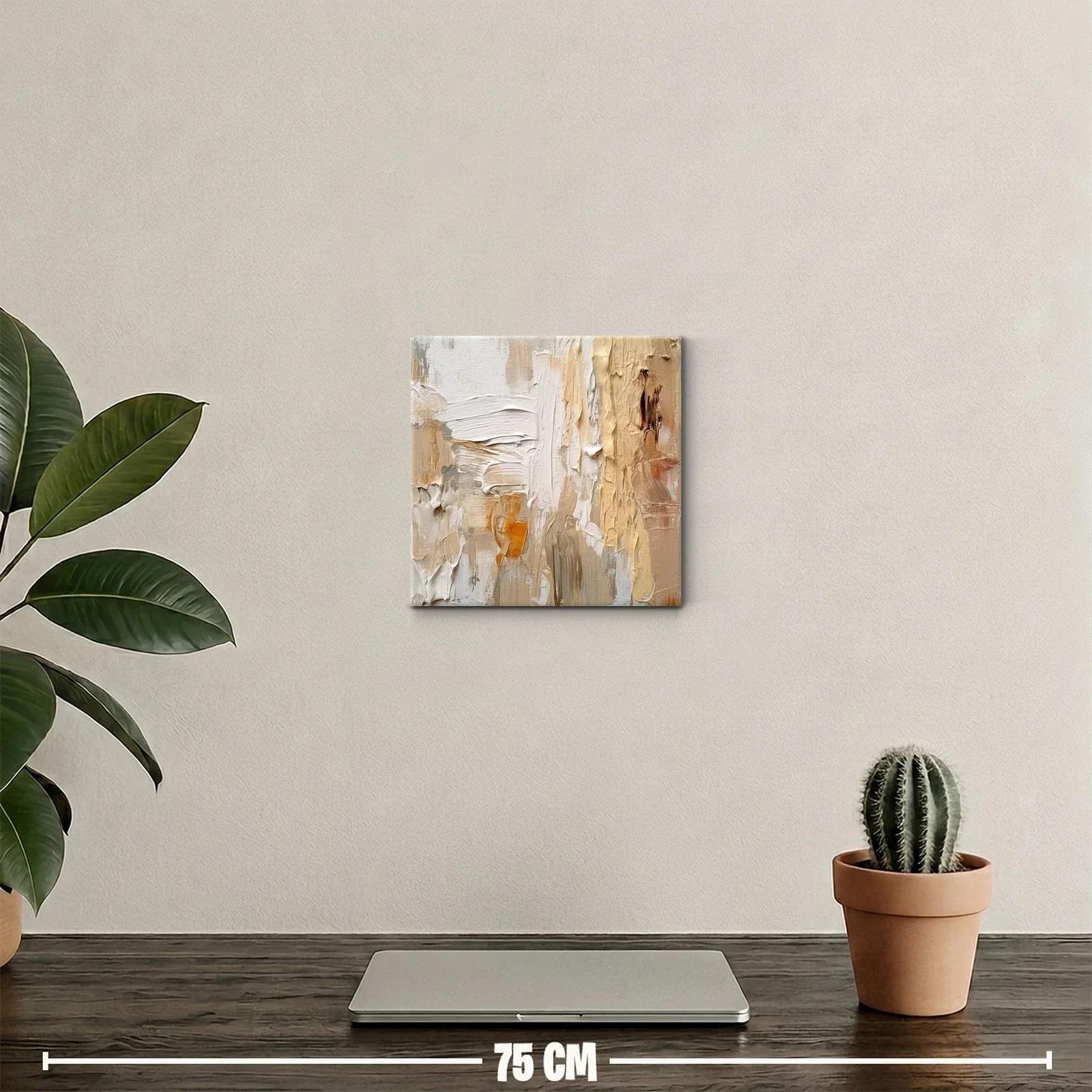 Cuadro abstracto en tonos tierra y beige texturizado — miniatura 2