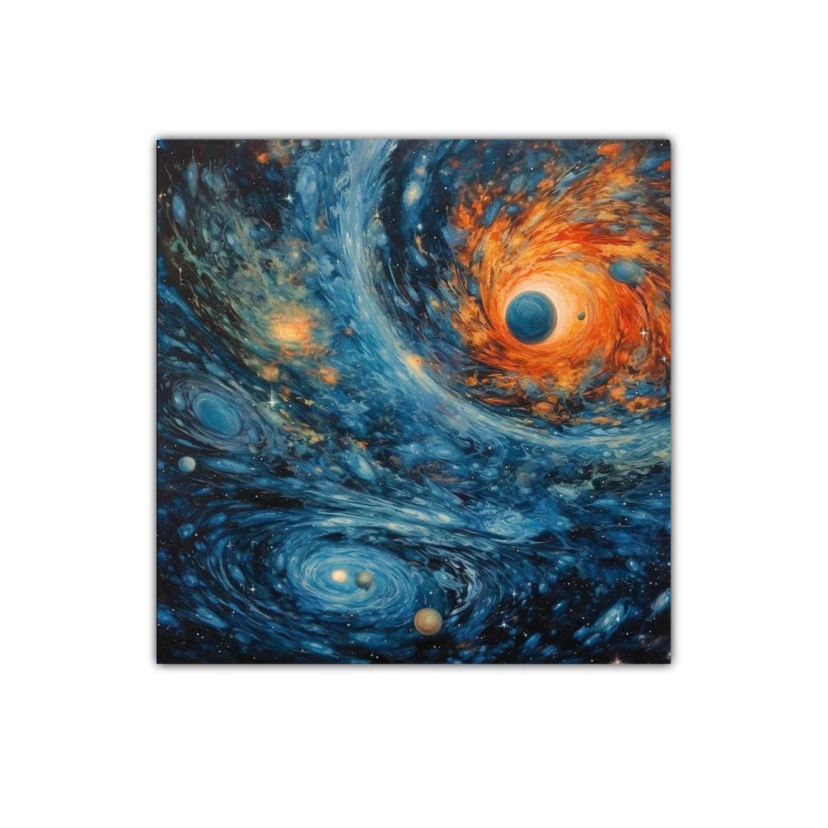 Cuadro Cósmico con Galaxias y Planetas en Movimiento — imagen principal