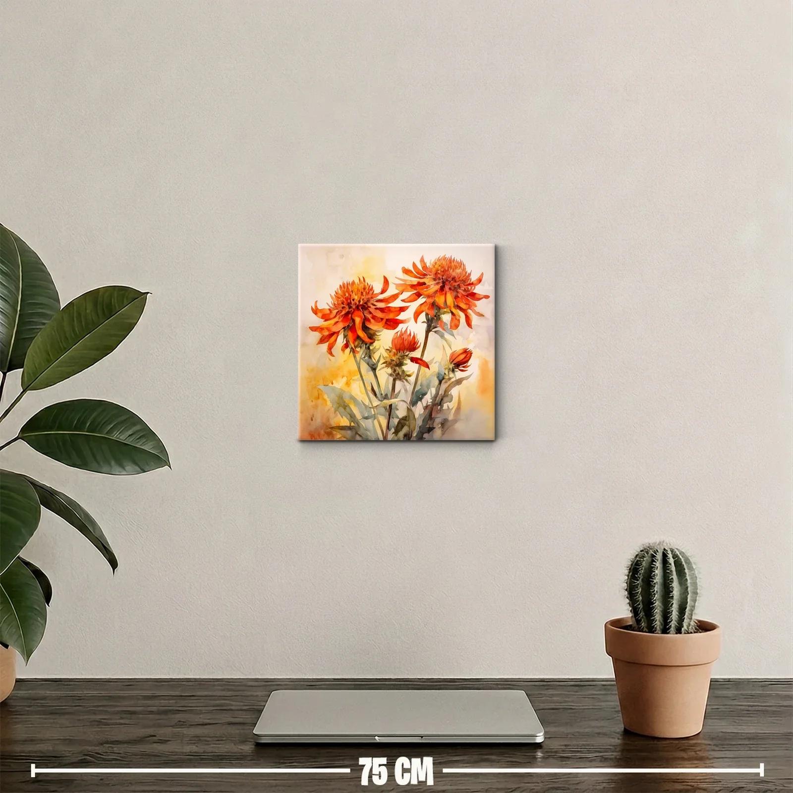 Cuadro decorativo con flores en tonos naranja intensos — miniatura 2