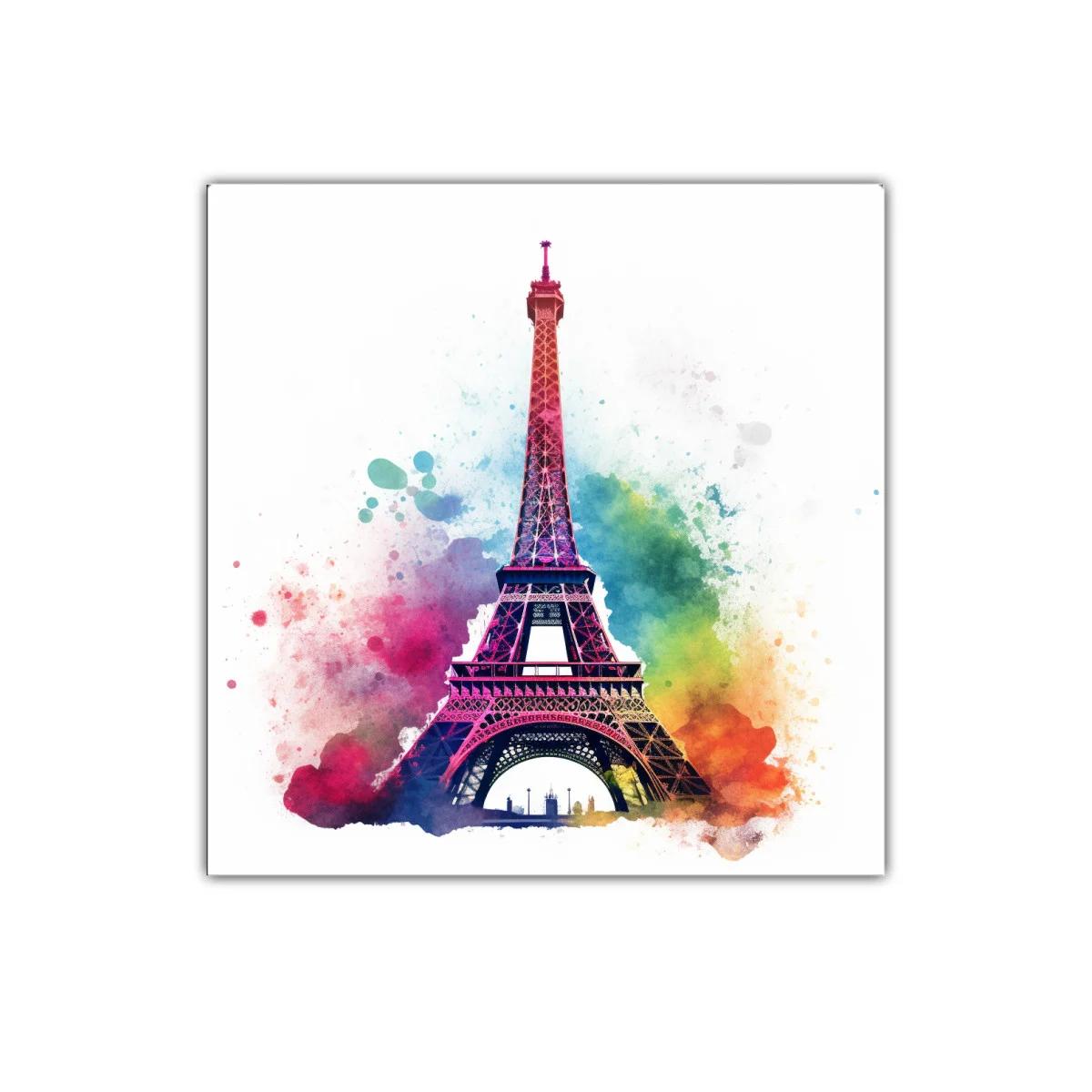 Cuadro Torre Eiffel viva explosión de colores vibrantes