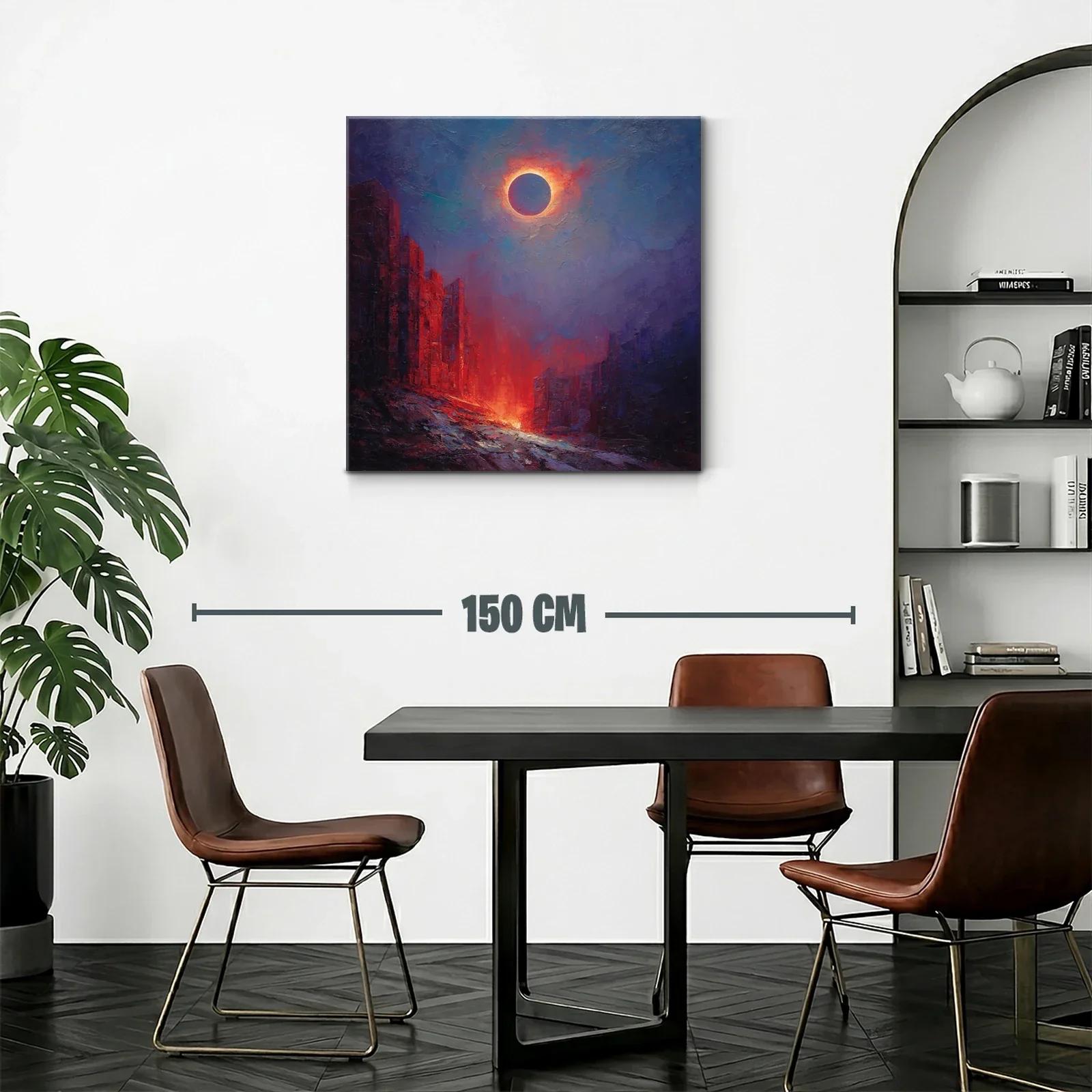 Eclipse solar sobre paisaje urbano en llamas — miniatura 2