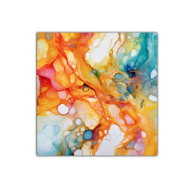 Cuadro decorativo con formas orgánicas y vibrantes colores