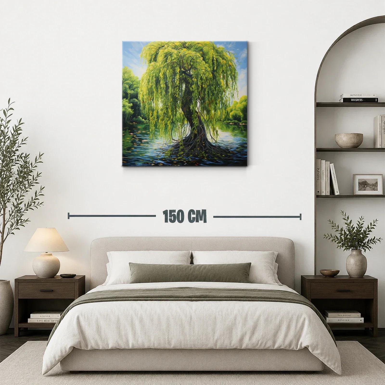 Árbol de sauce sobre lago con follaje vibrante — miniatura 3