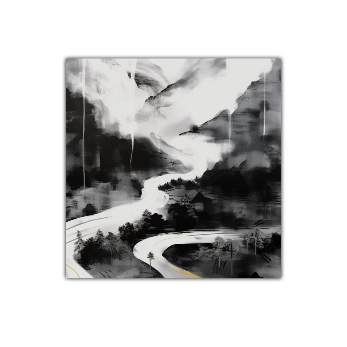 Paisaje abstracto en tonos grises con sinuoso camino — imagen principal