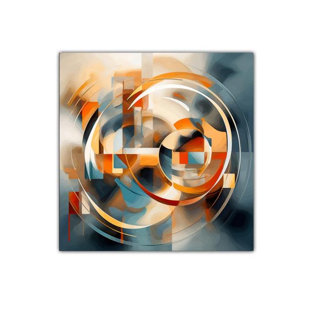 Composición abstracta con formas circulares y tonos cálidos